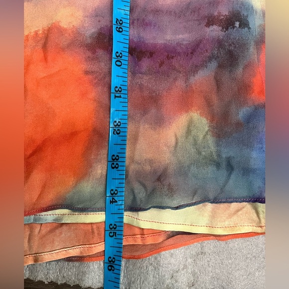 [S]Marciano multi color watercolor Summer Cross Silk dress - Picture 6 of 8